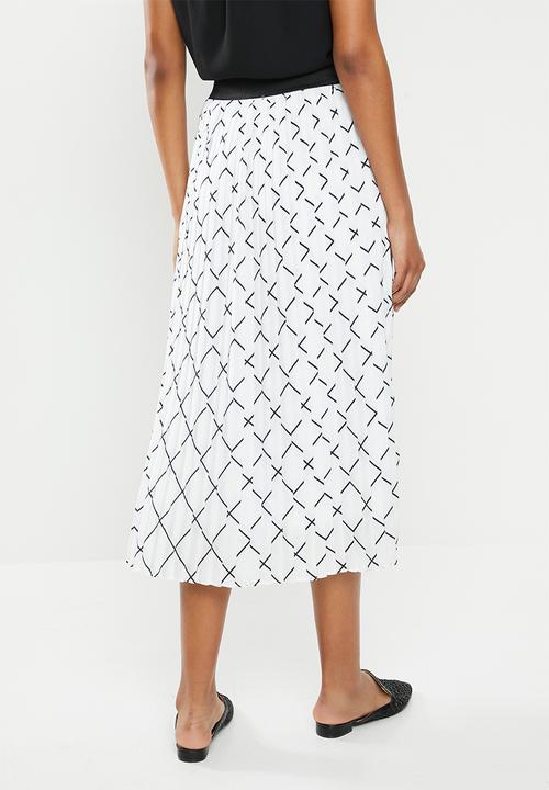 edit - Pleated midi skirt- black & white