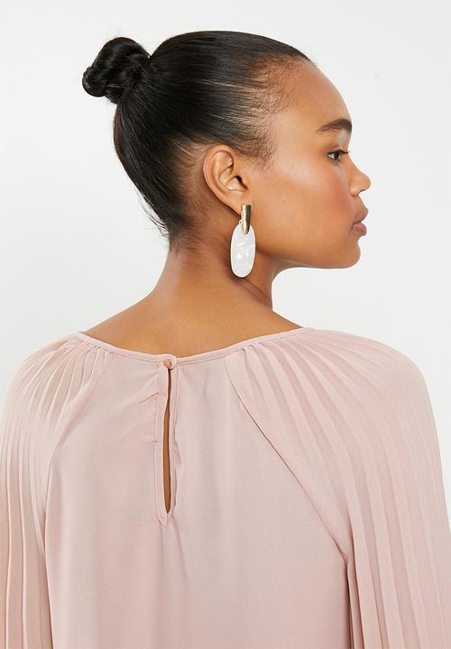 edit - Pleated sleeve blouse - pink