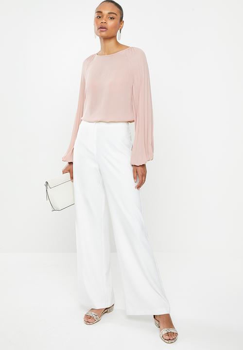 edit - Pleated sleeve blouse - pink