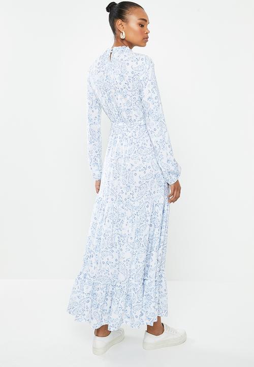 edit - Tiered maxi dress - blue & white