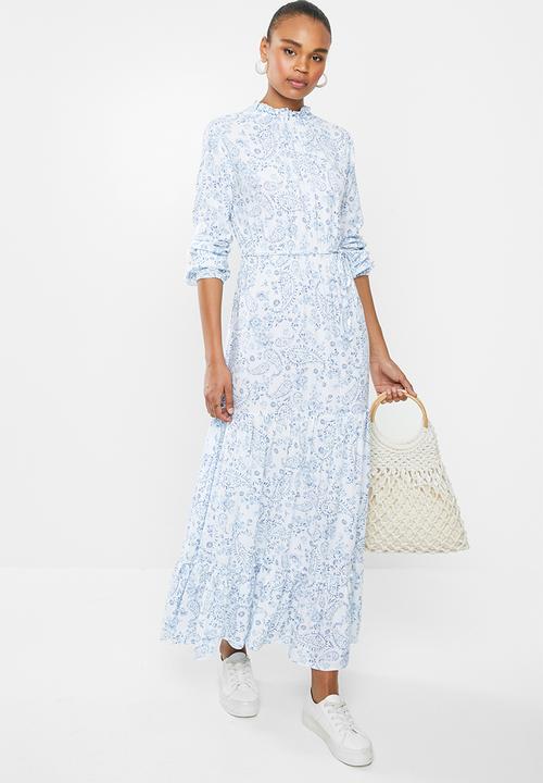 edit - Tiered maxi dress - blue & white