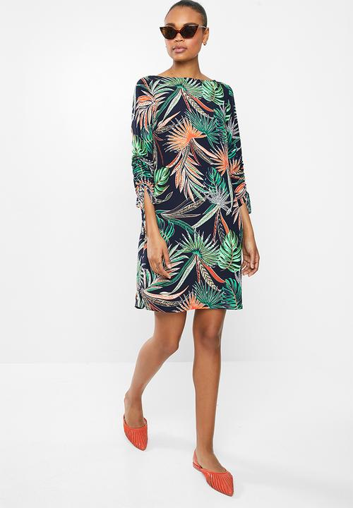 edit - Gauged sleeve woven tunic - multi