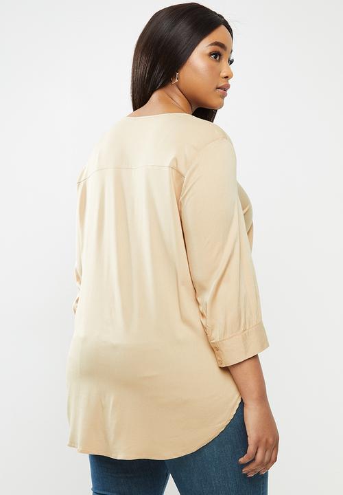 JUNAROSE - Louise 3/4 sleeve blouse - neutral