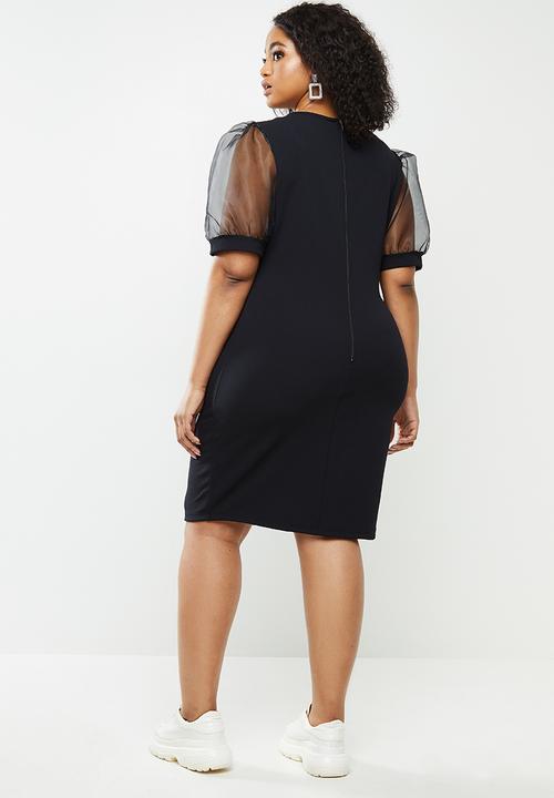 Blake - Crepeon combo bodycon mini dress - black