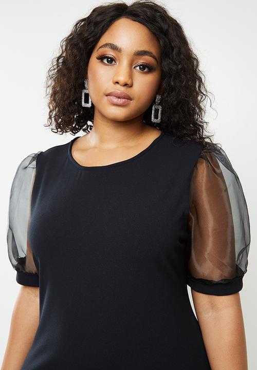 Blake - Crepeon combo bodycon mini dress - black