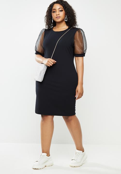 Blake - Crepeon combo bodycon mini dress - black