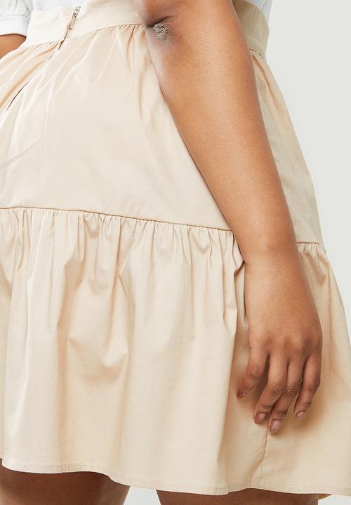 Blake - Cotton poplin tiered mini skirt - beige