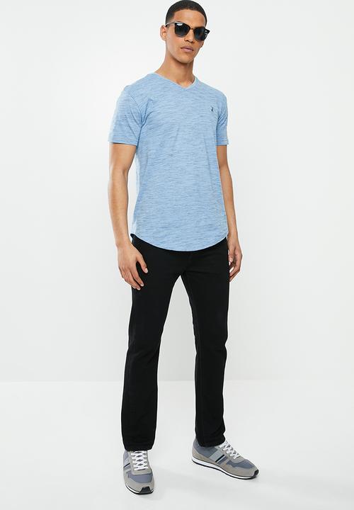 POLO - Oliver space dye vee neck tee - blue