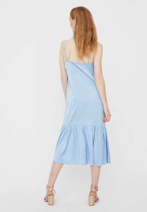 Vero Moda - Laura short length satin calf dress - blue
