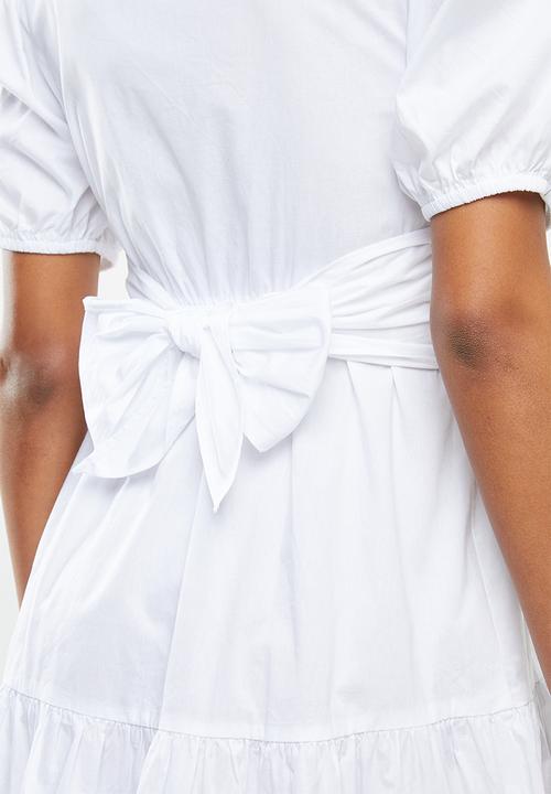 MILLA - Poplin wrap dress - white