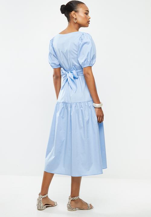 MILLA - Poplin wrap dress - blue