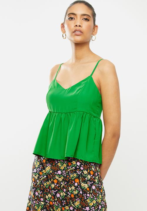 Blake - Satin cami tiered top - green