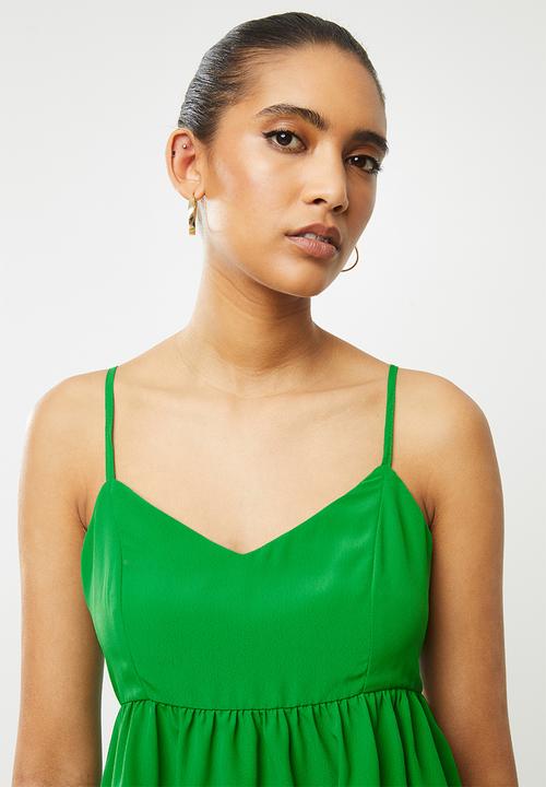 Blake - Satin cami tiered top - green