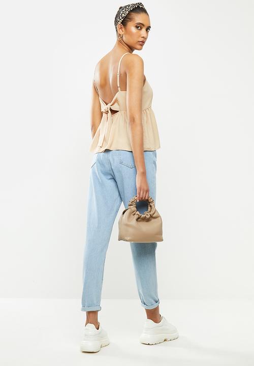 Blake - Satin cami tiered top - beige