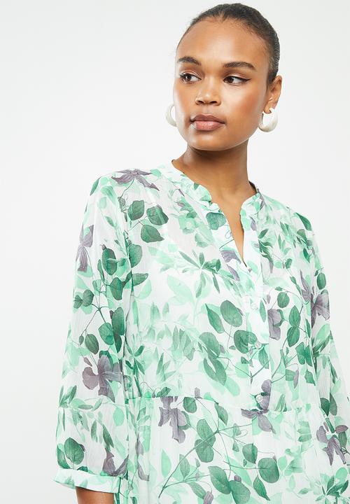 MILLA - Chiffon tiered dress - green floral