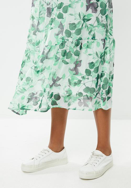 MILLA - Chiffon tiered dress - green floral