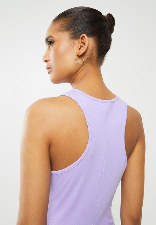 Blake - Ribbed mini dress with racer neckline - lavender