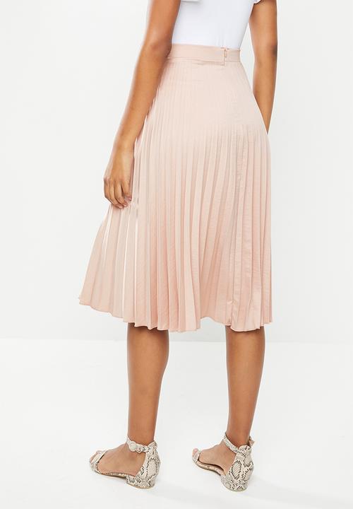 MILLA - Pleated wrap midi skirt - rose dust