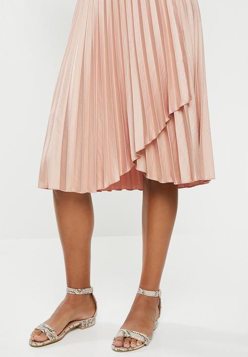 MILLA - Pleated wrap midi skirt - rose dust