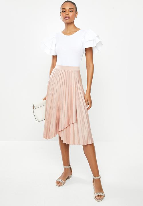MILLA - Pleated wrap midi skirt - rose dust