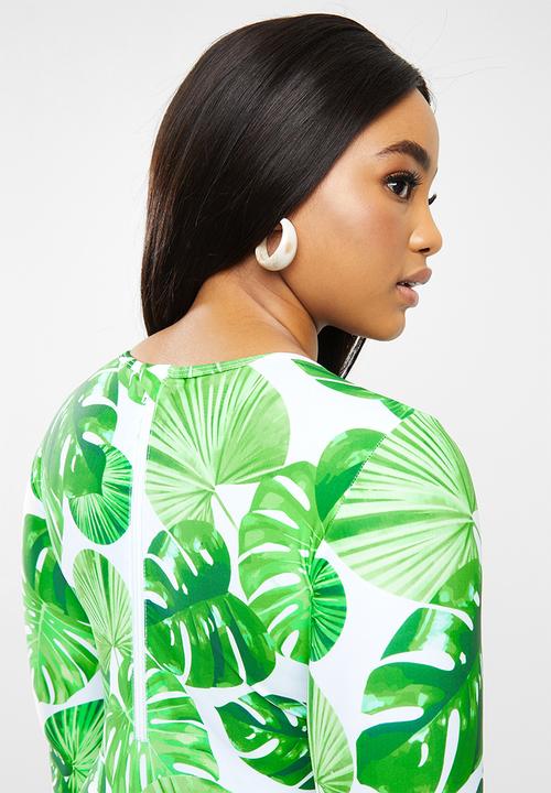 Bacon Bikinis - Long sleeve swimsuit - green & white