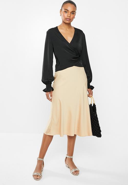 MILLA - Panelled slip skirt - mink