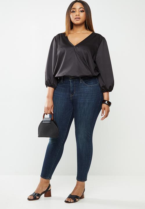 edit Plus - Woven wrap bodysuit - black