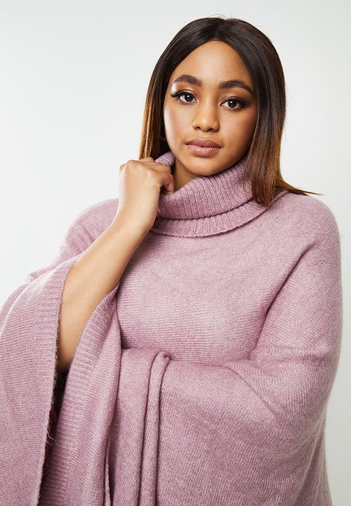 edit Plus - Plus rolled neck poncho - pink