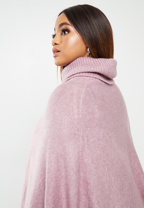 edit Plus - Plus rolled neck poncho - pink