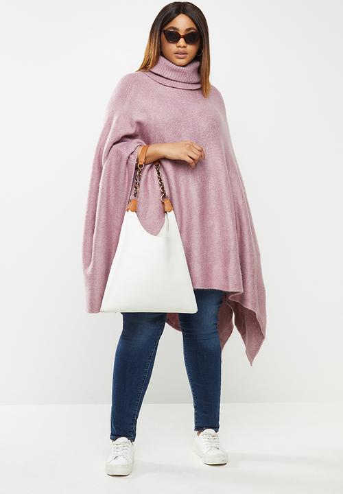 edit Plus - Plus rolled neck poncho - pink