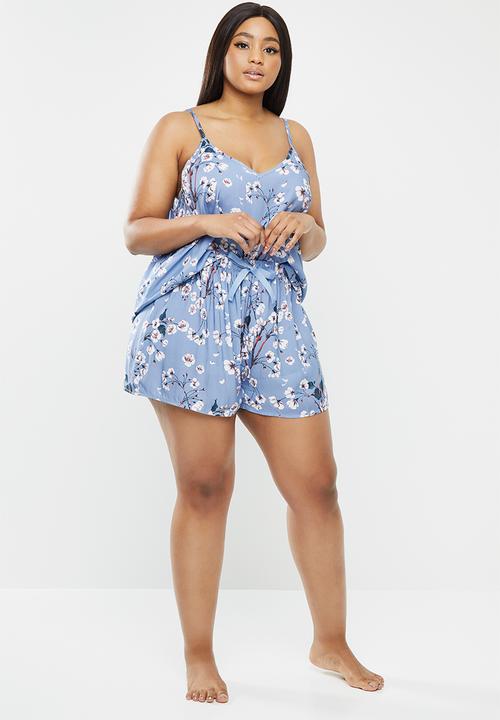 Superbalist - Plus sleep cami & shorts set - blue