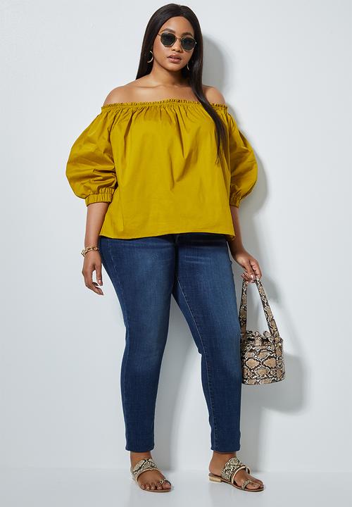 Superbalist - Off the shoulder cotton blouse - mustard