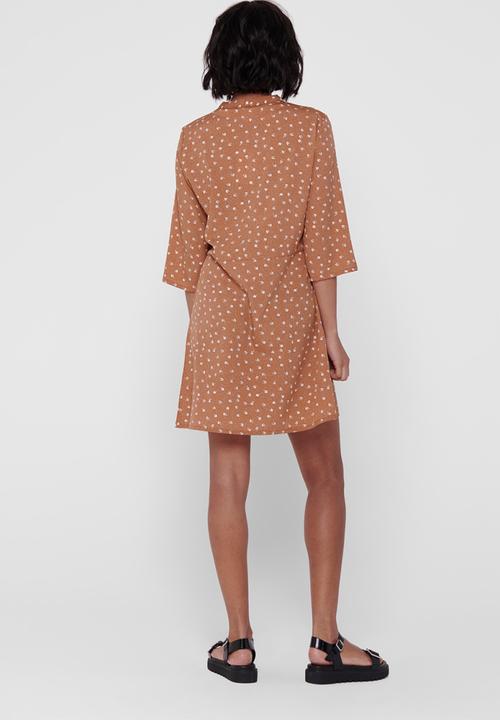 Jacqueline de Yong - Ora 3/4 dress - brown