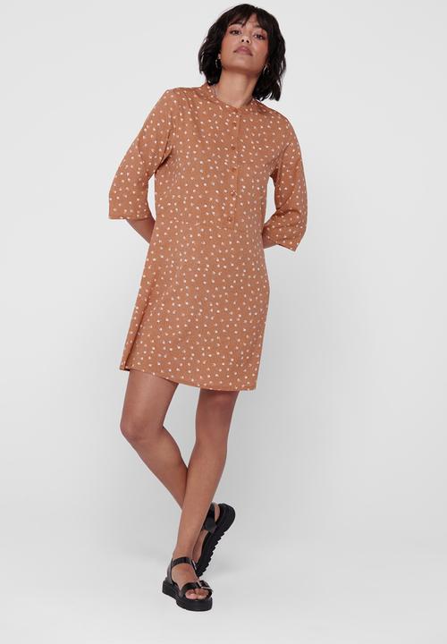 Jacqueline de Yong - Ora 3/4 dress - brown
