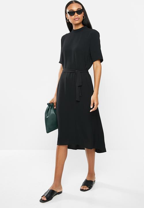Jacqueline de Yong - Piper 2/4 highneck dress - black