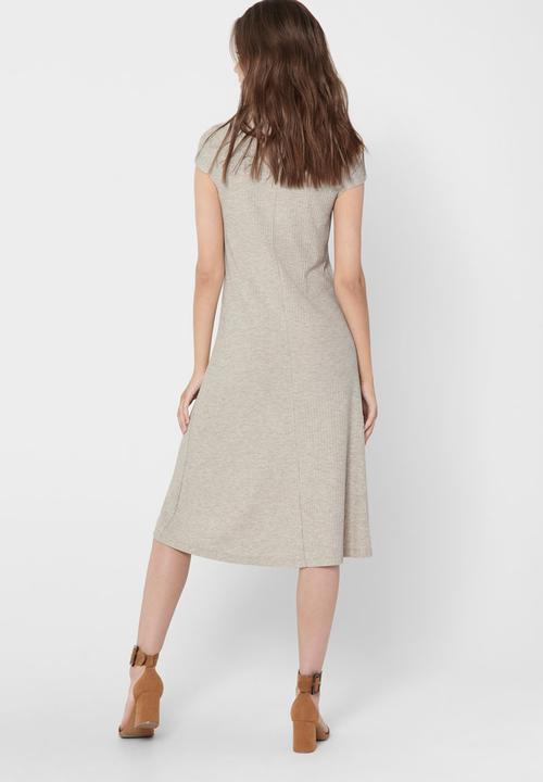 ONLY - Nella short sleeve dress - stone