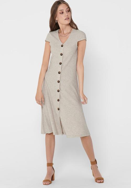 ONLY - Nella short sleeve dress - stone
