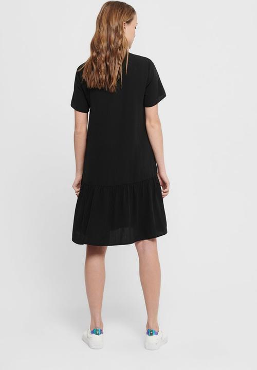 ONLY - Ranona short sleeve zip dress - black