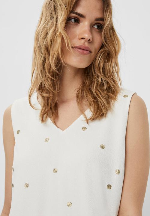 Vero Moda - Big dot sleeveless short dress - white