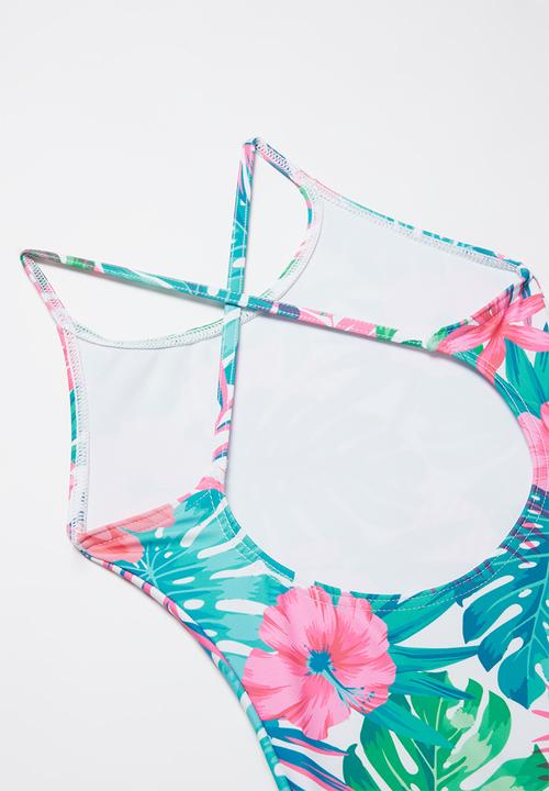 Rebel Republic - Tropical floral print one piece swimsuit - multi