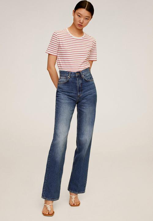 MANGO - T-shirt pschalo - red & white 