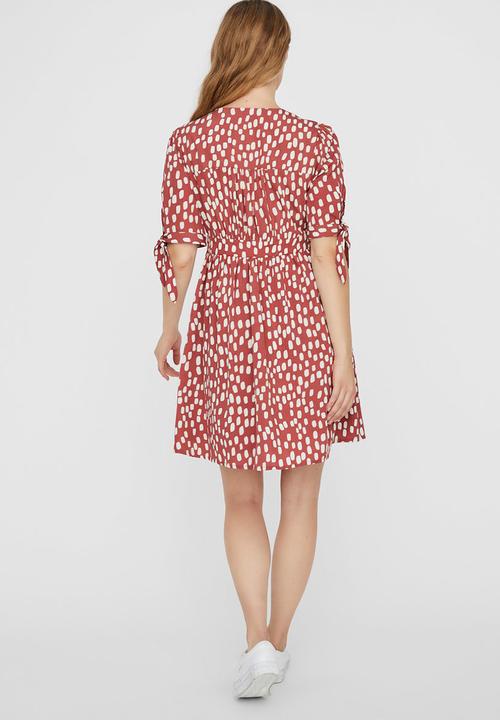 Vero Moda - Daniella 3/4 short dress - red & white