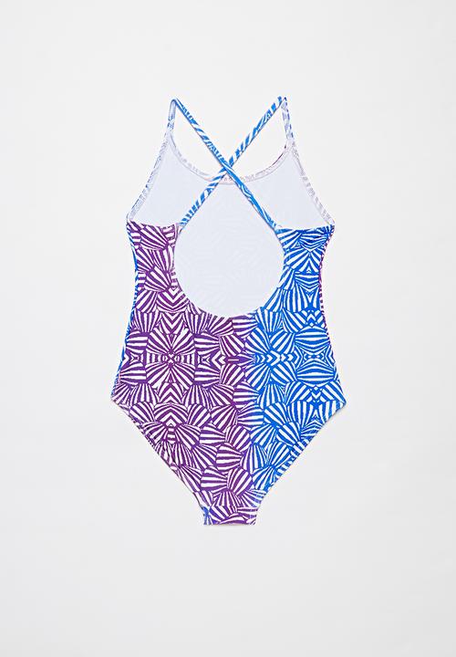 Rebel Republic - Shells one piece swimsuit - blue & purple 