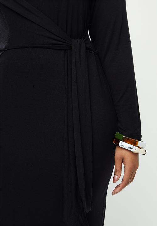 edit Plus - Tie detail bodycon - black