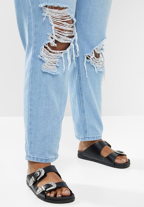 Missguided - Plus riot highwaisted roll hem mom jean - blue