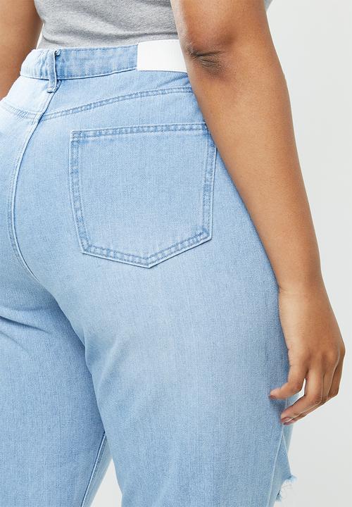 Missguided - Plus riot highwaisted roll hem mom jean - blue
