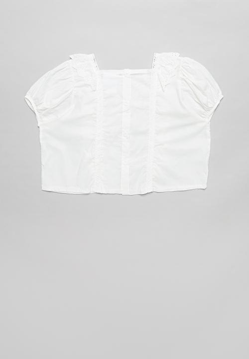 Rebel Republic - Girls ruffle trim top - white