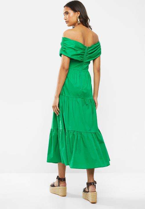 VELVET - Bardot wrap dress - green