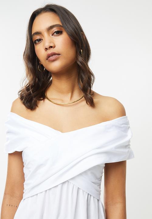 VELVET - Bardot wrap dress - white