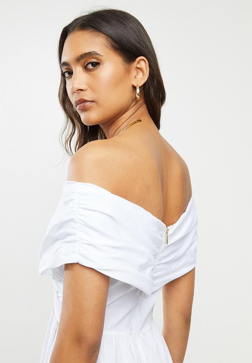 VELVET - Bardot wrap dress - white